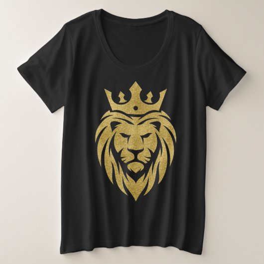 Löwe mit Krone - Goldstil 3 Große Größe T-Shirt (Design vorne)