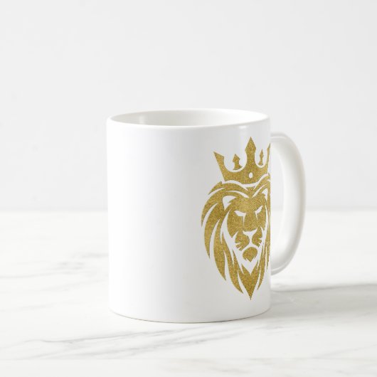Löwe mit Krone - Goldstil 3 Kaffeetasse (VorderseiteRechts)