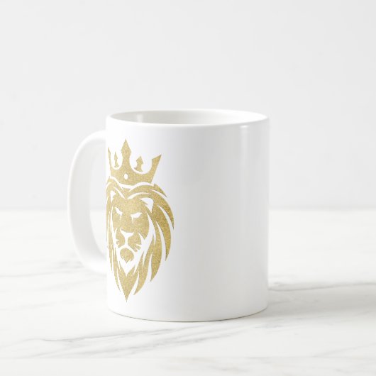Löwe mit Krone - Goldstil 3 Kaffeetasse (Vorderseite Links)