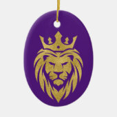 Löwe mit Krone - Goldstil 3 Keramik Ornament (Vorne)