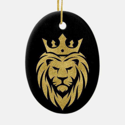 Löwe mit Krone - Goldstil 3 Keramik Ornament (Hinten)