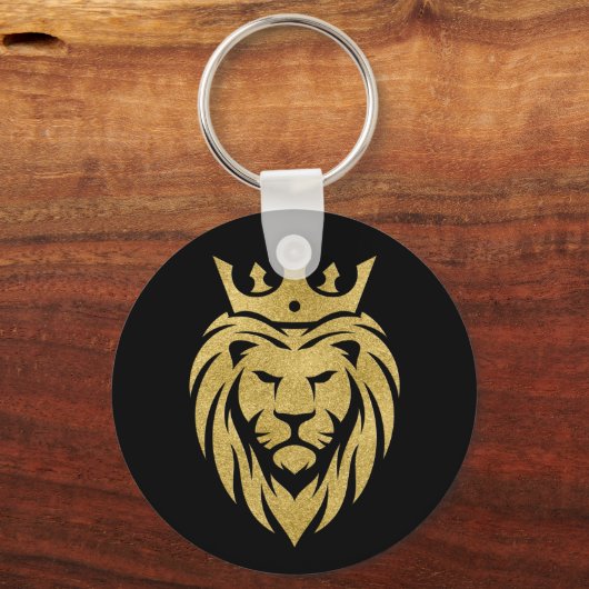 Löwe mit Krone - Goldstil 3 Schlüsselanhänger (Vorderseite)