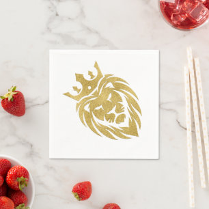 Löwe mit Krone - Goldstil 3 Serviette