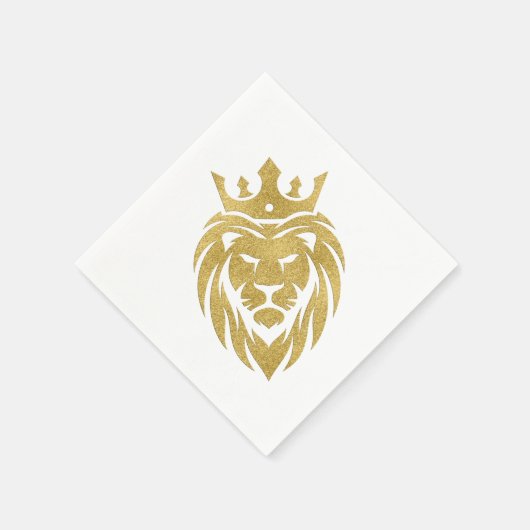 Löwe mit Krone - Goldstil 3 Serviette (Ecke)
