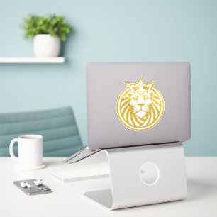 Löwe mit Krone - Goldstil 4 Aufkleber