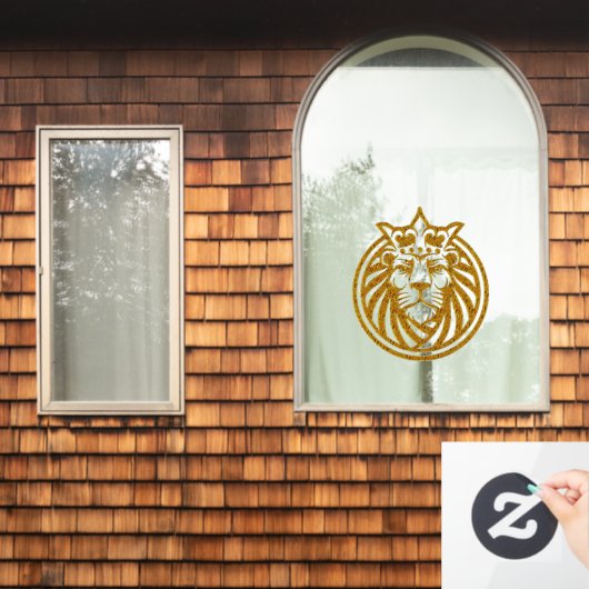 Löwe mit Krone - Goldstil 4 Fensteraufkleber (Fenster Zuhause)