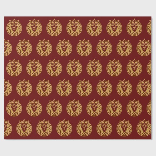Löwe mit Krone - Goldstil 4 Geschenkpapier (Flach)