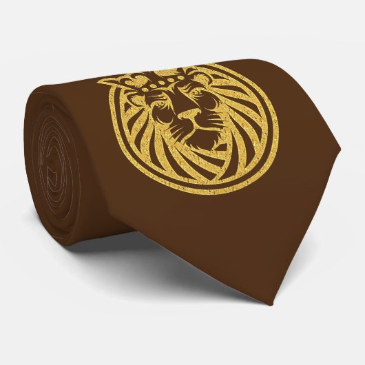 Löwe mit Krone - Goldstil 4 Krawatte (Gerollt)
