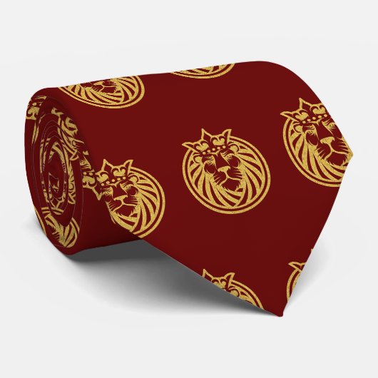 Löwe mit Krone - Goldstil 4 Krawatte (Gerollt)