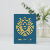 Löwe mit Krone - Goldstil 4 Postkarte (Stehend Vorderseite)
