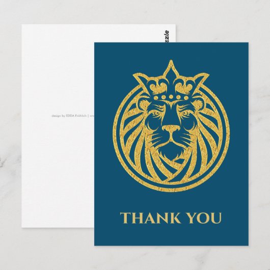 Löwe mit Krone - Goldstil 4 Postkarte (Vorne/Hinten)
