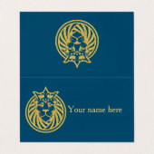 Löwe mit Krone - Goldstil 4 Visitenkarten (Außenseite Aufgefaltet)