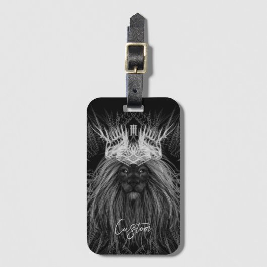 Löwe mit Kronen-Monogramm-Gepäckstück Gepäckanhänger (Vorderseite Vertikal)