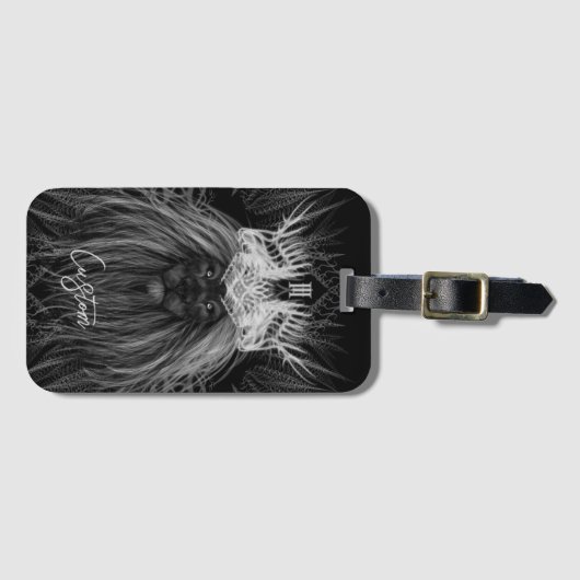 Löwe mit Kronen-Monogramm-Gepäckstück Gepäckanhänger (Vorderseite (Horizontal))