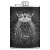 Löwe mit Kronenmonogramm Flachmann (Vorderseite)