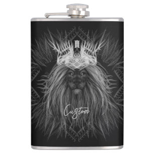 Löwe mit Kronenmonogramm Flachmann