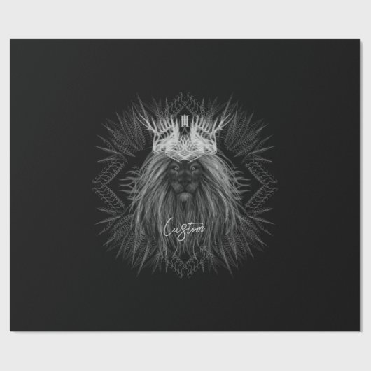 Löwe mit Kronenmonogramm Geschenkpapier (Flach)