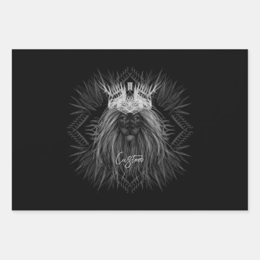 Löwe mit Kronenmonogramm Geschenkpapier Set (Vorderseite)