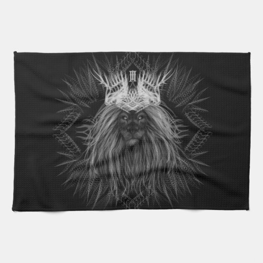 Löwe mit Kronenmonogramm Geschirrtuch (Horizontal)