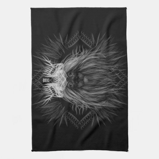 Löwe mit Kronenmonogramm Geschirrtuch (Vertikal)