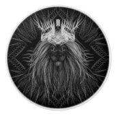 Löwe mit Kronenmonogramm Keramikknauf (Vorderseite)