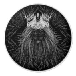 Löwe mit Kronenmonogramm Keramikknauf