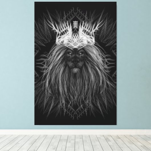 Löwe mit Kronenmonogramm Leinwanddruck (Insitu (Holzboden))