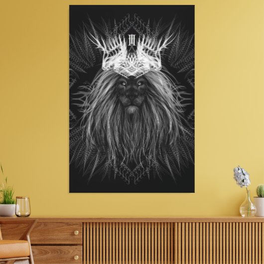 Löwe mit Kronenmonogramm Leinwanddruck (Insitu (Wohnzimmer))