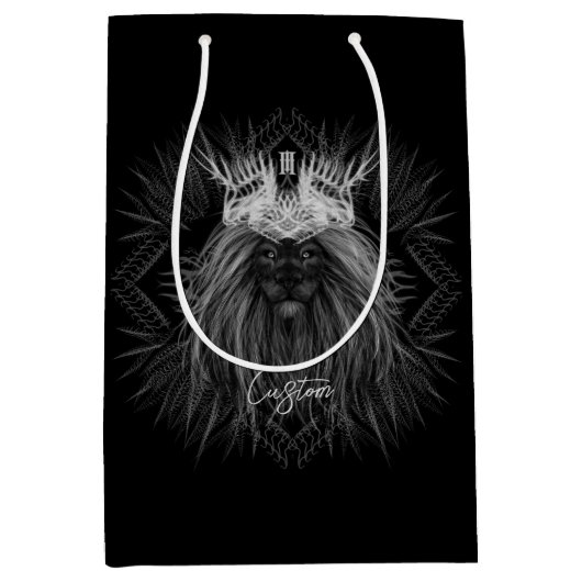 Löwe mit Kronenmonogramm Mittlere Geschenktüte (Vorderseite)