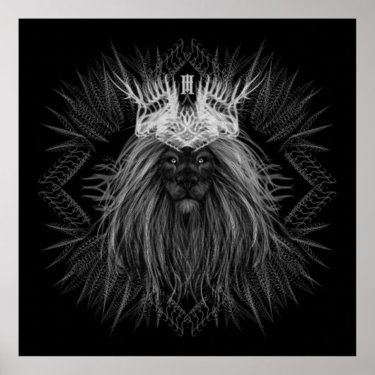 Löwe mit Kronenmonogramm Poster (Vorne)