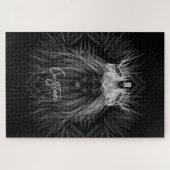 Löwe mit Kronenmonogramm Schwarz Puzzle (Horizontal)