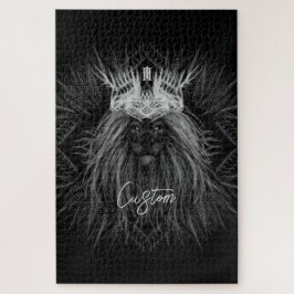 Löwe mit Kronenmonogramm Schwarz Puzzle