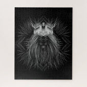 Löwe mit Kronenmonogramm Schwarz Puzzle (Vertikal)