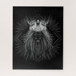Löwe mit Kronenmonogramm Schwarz Puzzle
