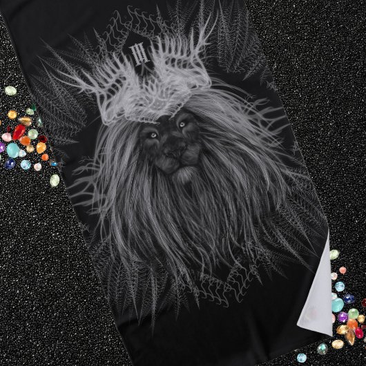 Löwe mit Kronenmonogramm Schwarz Strandtuch
