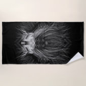 Löwe mit Kronenmonogramm Schwarz Strandtuch (Vorderseite)