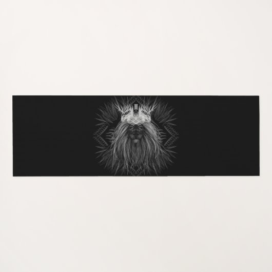 Löwe mit Kronenmonogramm Schwarz Yogamatte (Rückseite (Horizontal))