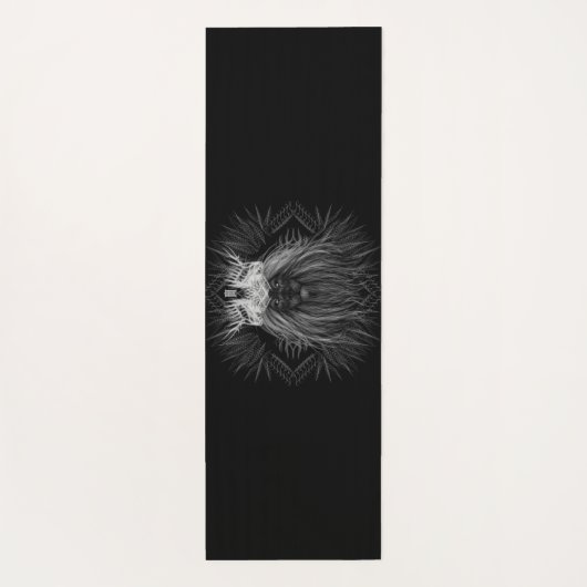 Löwe mit Kronenmonogramm Schwarz Yogamatte (Rückseite)