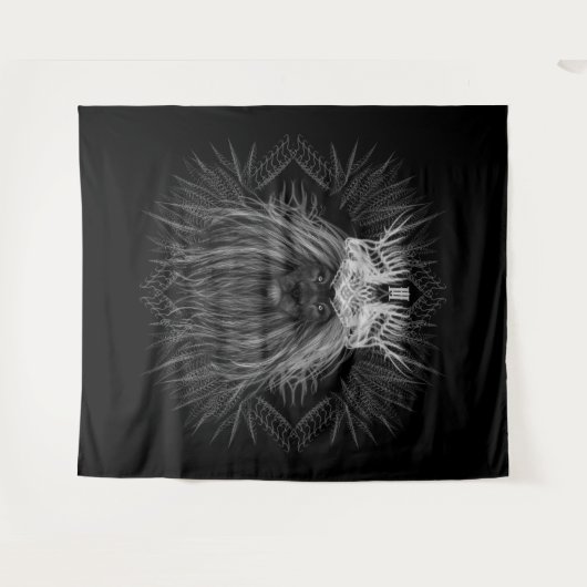 Löwe mit Kronenmonogramm Wandteppich (Vorderseite (Horizontal))