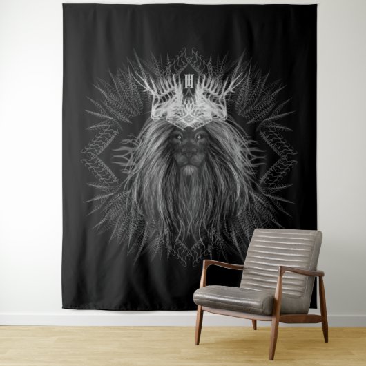 Löwe mit Kronenmonogramm Wandteppich (Beispiel)