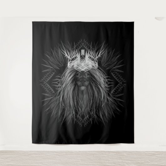 Löwe mit Kronenmonogramm Wandteppich (Vorderseite)