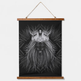 Löwe mit Kronenmonogramm Wandteppich Mit Holzrahmen