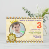 Löwe mit kundenspezifischem Foto-Party laden ein Einladung (Stehend Vorderseite)