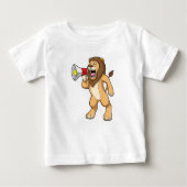 Löwe mit Mikrofon Baby T-shirt (Vorderseite)