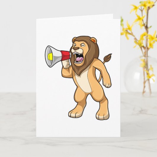 Löwe mit Mikrofon Karte (Gelbe Blume)