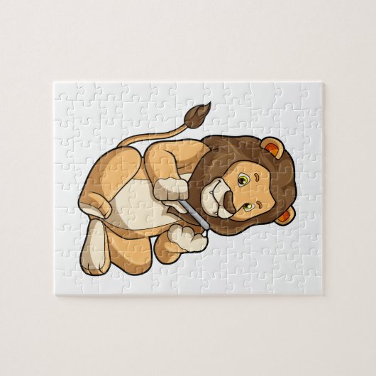 Löwe mit Nagelpfeilen Puzzle (Horizontal)