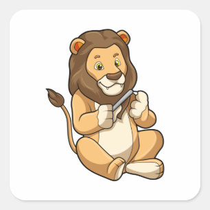 Löwe mit Nagelpfeilen Quadratischer Aufkleber