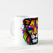 Löwe mit Regenbogenschatten Kaffeetasse (Vorderseite Links)