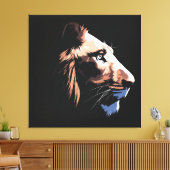 Löwe mit schwarzem Hintergrund | HD Leinwanddruck (Insitu (Wohnzimmer))
