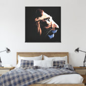 Löwe mit schwarzem Hintergrund | HD Leinwanddruck (Insitu (Schlafzimmer))